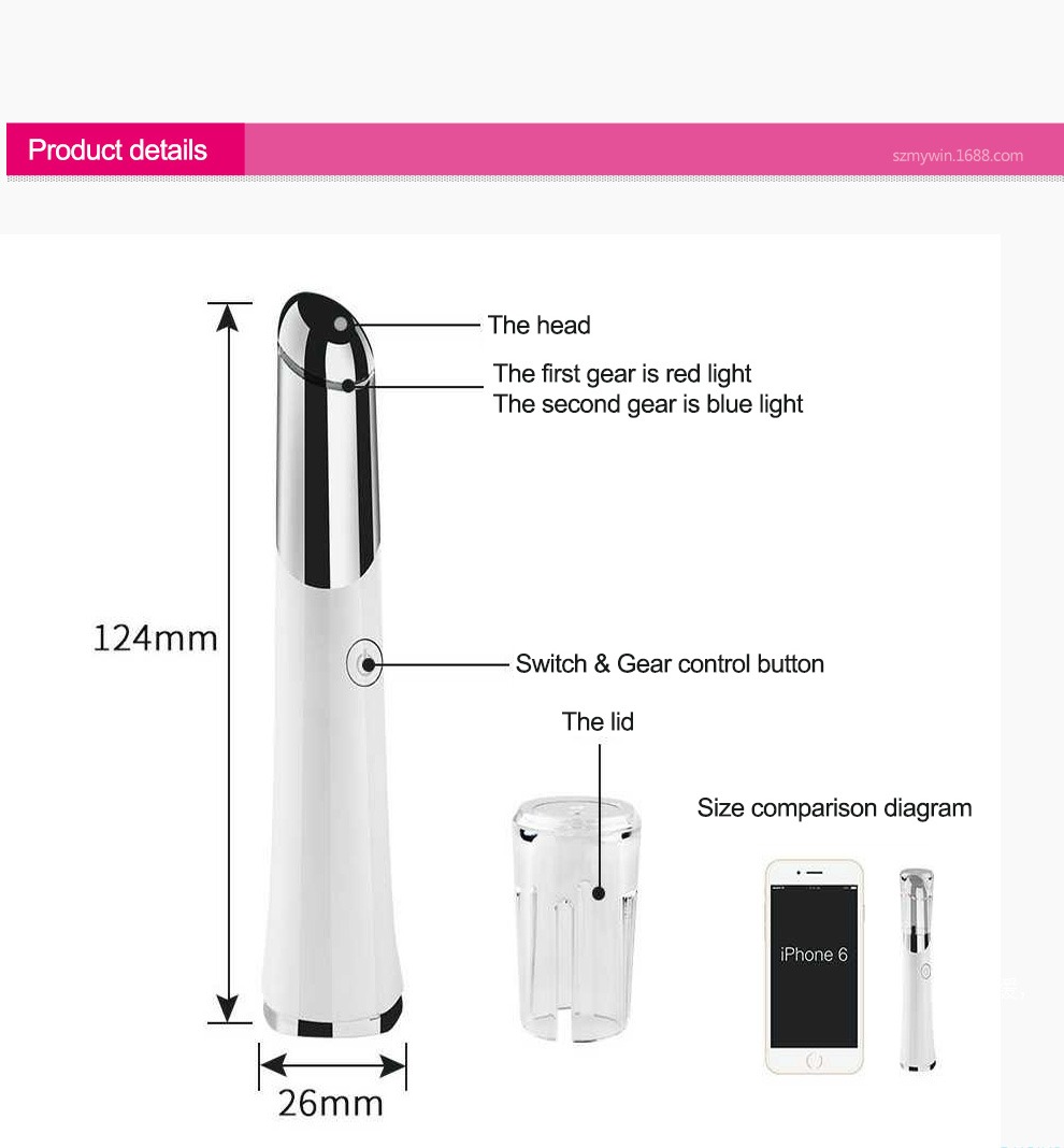 Beauty Eye Massager USB újratölthető arcmasszírozó bőrápoló készülék részletei